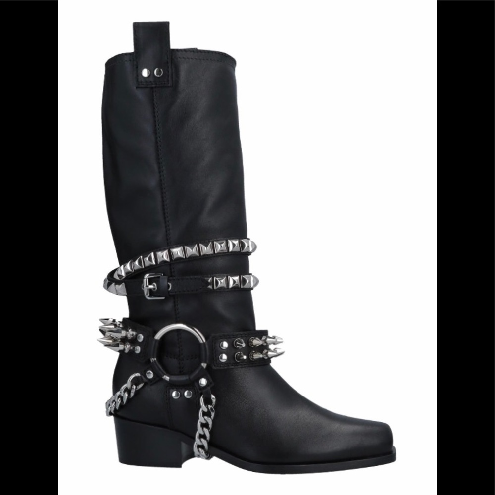 Moschino Tall Studded Leather Boot Size 5